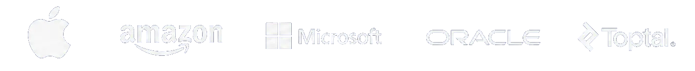 Technology companies our team has worked with: Apple, Amazon, Microsoft, Oracle, and Toptal