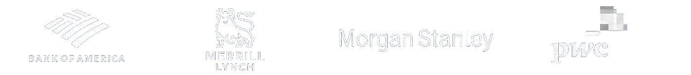 Finance and banking companies our team has worked with: Bank of America, Merrill Lynch, Morgan Stanley, and PwC